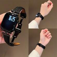 Premium Minimalist Faux Leather Watch Band, Compatible With 38/40/41/42/44/45/46/49mm Dial, Also Compatible With Apple Watch Ultra/Se11/10/9/8/7/6/5/4/3/2/1 Series - 42/44/45/49mm (s10) 46mm - View 13