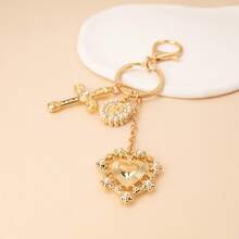 Bestselling Geometric Hollow Fish Cross Keychain, Minimalist English Inspirational Keyring - Cross - View 3