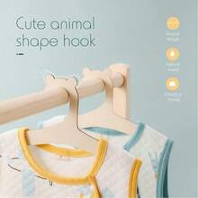 5pcs Wooden Baby Clothes Hangers With Cute Bear Design, Slim Space-Saving Non-Slip Infant Hangers For Nursery Closet Organization, Baby Clothes Hangers For Wardrobe Storage - 5 chiếc móc treo quần áo - Xem 8