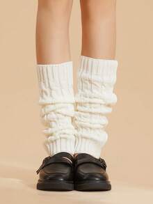 1 Pair Twisted Knit Pile Leg Warmers - Đen & một cỡ - Xem 2