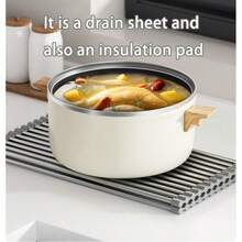 Sink Dish Drying Rack, Countertop Sink Drainer Rack, Multi-Function Sink Drain Rack. Water Control - Drainage - Prevent Water Accumulation - Prevent Mildew - Rollable, Space Saving. - Multicolor - View 5