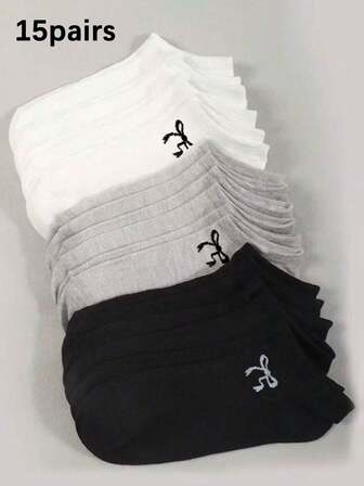 1/15 双装女士蝴蝶结船袜，隐形袜，运动袜，透气吸汗极简设计，日常穿着舒适