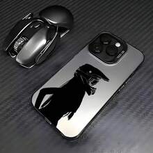 1 pieza Funda de teléfono mate con elemento de dinosaurio de sombra de motocicleta negra, personalizada compatible con iPhone 16 Pro Max, 17/16/15/14 Plus, 13/12/11, compatible con la serie , versión internacional, no la versión nacional - Multicolor - Ver 2