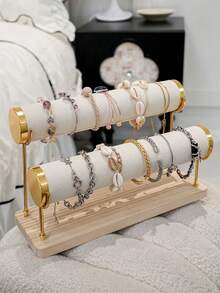 高端精致木质天鹅绒手镯展示架，用于在家中展示手镯、脚链和珠宝首饰 - 彩色 - 查看 2