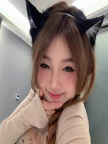 Băng đô tai mèo cáo giả lông thú thủ công - Phụ kiện trang phục Halloween dễ thương, băng đô tai động vật mềm mại, phụ kiện đội đầu cosplay Halloween, trang phục Halloween, thiết kế hài hước, chất liệu mềm mại. - Nhiều màu - Xem 7