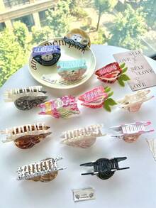 French Crystal Star Hair Clips, New Strawberry Heart Acrylic Hair Claws, Elegant & Cute Hair Clips, Sweet Girl Style Hair Clips, Nape Hair Clips