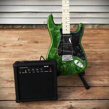 Full-Size Green Electric Guitar Starter Package With 20-Watt Amp And Accessories - 如圖所示 - 查看 2