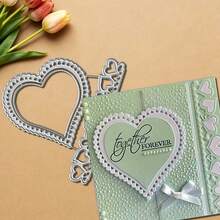 1 Set Heart Shaped Lace Metal Cutting Dies, DIY Scrapbooking Embossing Mold, Greeting Card Making Template, Suitable For Album Card, Handmade Card Craft Tools