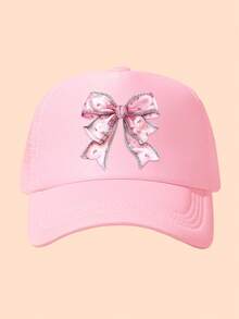 1pc Kids Bow Print Baseball Cap, Fashion Trucker Hat, Suitable For Boys And Girls Everyday Wear, Vacation, Back To School - Multicolor - View 7