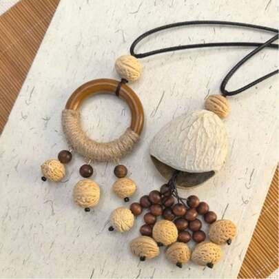 Fashionable Retro Minimalist Nut Shell Necklace, Creative, New Year Small Gift, Birthday Gift, Can Be Matched With Sweaters, Shawls, Etc.