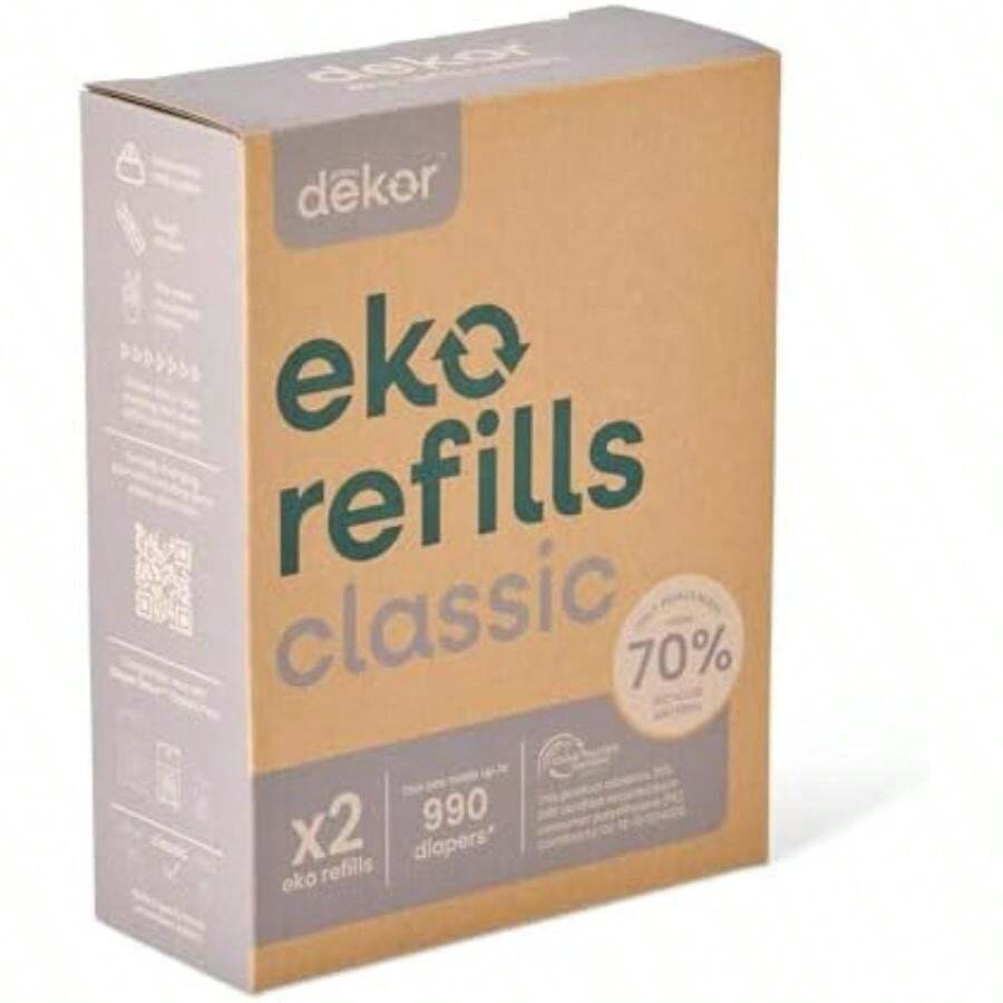 Pañales Dekor Classic - Recambios de cubeta de pañales | 2 unidades sin perfume | Marcado exclusivo de extremo de revestimiento | Rápido y fácil de reemplazar | Sistema de recarga más económico | Para(default) - Multicolor - Ver 1