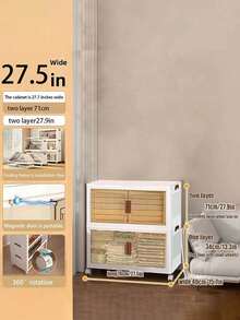 2/3/4/5 Layers Home Decorations Display Rack Big Capacity Storage Cabinet Plastic Foldable Shoe Shelf Collapsible Clear Shoe Boxes Stackable With Door Easy Assembly Living Room Stuff - 白色 - 查看 10