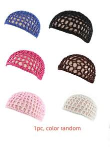 1 pieza de redecilla elástica y transpirable de malla de ganchillo para mujer, estilo de pañuelo de cabeza tejido, gorro para cubrir el cabello para dormir - Multicolor - Ver 12