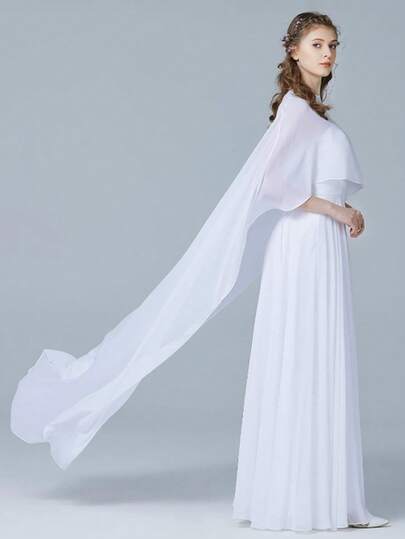 1件雪纺新娘披肩，女士套头披肩，适合搭配连衣裙和马甲，适合秋季，有黑色、白色和红色可选。