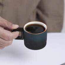 Taza de café Vintage de cerámica de 60ml, taza de agua, taza de té con mango de madera, taza de café hecha a mano, taza de café pequeña, regalo de cumpleaños - El horno se vuelve blanco - Ver 1