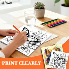 花与蝴蝶：成人涂色书，24页精美原创图案，可爱又放松，是圣诞节、新年、生日、派对、返校、复活节、母亲节的可爱礼物，文具用品，尺寸7.9x7.9英寸 - 花與蝴蝶 - 查看 5