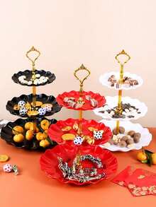 1pc Plastic Tray, Multifunctional Household Kitchen, Dining Room, Living Room Food Container Tray, Suitable For Holding Plates, Dishes, Teaware, Candies, Breads, Also Applicable For Weddings, Parties, Gifts, Birthdays, Christmas, Patios - Red - View 5