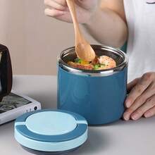 630毫升不锈钢午餐盒，1个圆形带盖便当盒，家用/办公/学生保温汤盒 - 彩色 - 查看 4