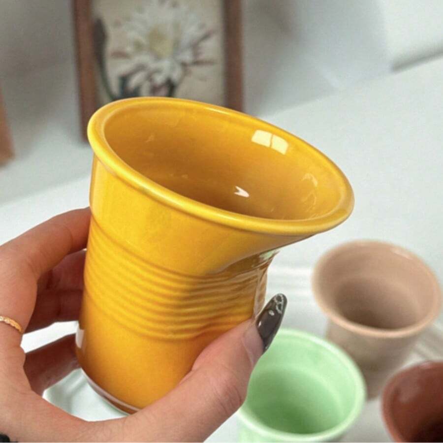 Irregularly Shaped Ceramic Coffee Mug, Exquisitely Designed With Maillard Dyeing Technique, Suitable For Home Use - Multicolor - View 1