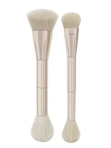 2支双头化妆刷，斜角腮红刷，圆形腮红刷，散粉刷，女士适用，赠品 - 玫瑰金 - 查看 8