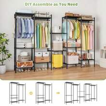 Clothes Rack Clothing Rack With 6 Shelves Heavy Duty Garment Rack With Adjustable Shelves And Hanging Rods - As Pic - View 4