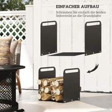 Outsunny Log Holder, 36.5 X 30 X 36 Cm, With Handles, For Indoor And Outdoor Use, Up To 30 Kg, Steel, Black - 均碼 - 查看 6
