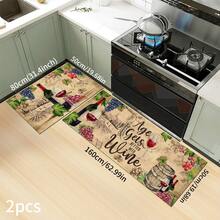 1 pieza Alfombra con patrón de vino acuarela, felpudo de drenaje duradero para cocina, sala de estar, entrada, balcón, decoración del hogar, cafetería, bar, vacaciones, fiesta, dormitorio, baño - Multicolor - Ver 24