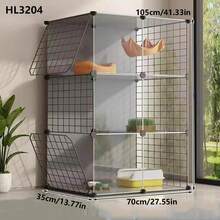 Indoor Cat Cage With Large Free Space, Cat House, Pet Cage With Integrated Litter Box - Multicolor - View 4