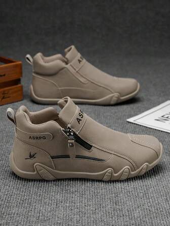 Men's Casual Sports Shoes, Outdoor Leather Shoes, Fashionable Zipper Low-Top Ankle Boots, Waterproof Leather Boots, Casual Loafers, Waterproof Non-Slip Sneakers, Fashion Thick-Soled Elevator Shoes, Retro Distressed Color Zipper Leather Shoes
