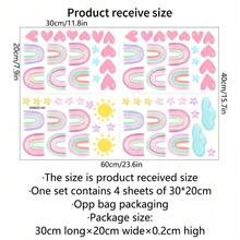 4pcs/Set Colorful Rainbow Star Heart Wall Stickers, Cute Children's Room Decor, Removable Self-Adhesive Wall Decals For Bedroom, Living Room, Nursery