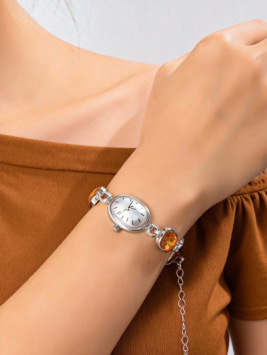 Retro Luxury Faux Pearl Dial Bracelet Watch, Suitable For Daily Wear - Multicolor - View 1