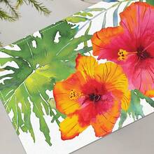 1/4/6/8/12pcs Floral Printed Placemats, Hawaiian Style, Flower Decor, Linen Dining Table Mats, Washable Printed Tablemats, Surface Protector, Indoor Outdoor Dining Table Mats, Suitable For Holiday Parties, Kitchen & Dining - Multicolor - View 2
