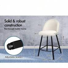 Bar Stools 2PCS Kitchen Barstools With Backrest 66cm Seat Height Counter Stool Dining Chair With Footrest For Home Bar Dining Room Velet White - ArcoWhite - View 2
