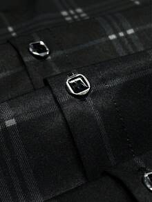 Cămașă formală în carouri pentru bărbați, tip business, pentru navetiști