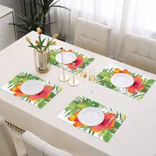 1/4/6/8/12pcs Floral Printed Placemats, Hawaiian Style, Flower Decor, Linen Dining Table Mats, Washable Printed Tablemats, Surface Protector, Indoor Outdoor Dining Table Mats, Suitable For Holiday Parties, Kitchen & Dining - Multicolor - View 3