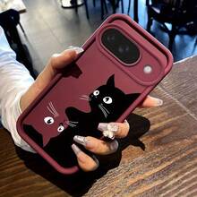 かわいい黒猫のコミックスタイルスマホケース  画素 9対応 ソフトTPU耐衝撃性シェル 男性にも女性にも適しています フルカバー保護するバックカバー 画素 9、9A、8、8A、7、7A、プロ 4XL 5Gに対応 11/12/13/14/15/15プロ/15 15プラス プロマックス/7プラス/8プラス/X/Xs 11プロ/12プロ/13プロ/14プロ/12ミニ/13ミニ/11プロマックス/12プロマックス/13プロマックス/14プロマックス/14プラス/5 - ブラック - チェックする 7