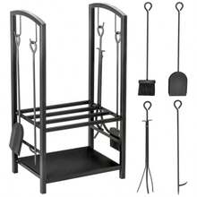 Outsunny Log Holder, 2-Tier Log Storage, Log-Making Tool, Black, 40 X 30 X 74.5 Cm - Black - View 9