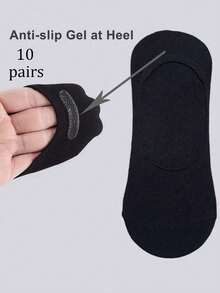 1/5/10 Pairs (Random Delivery) Extra Large Size Men's Anti-Slip Silicone Heel Invisible Ankle Socks, Suitable For Daily Life Or Sports - Multicolor - View 14