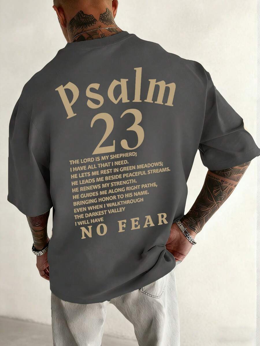 Krometka Men's Casual Versatile Minimalist English Slogan Printed Short Sleeve T-Shirt - Dark Grey - View 1