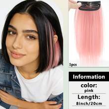 8 Inch Clip-In Highlight Hair Extensions - Multi-Color High Temperature Synthetic Hair Extensions, Suitable For Short Hair, Easy To Wear, Suitable For Christmas And Music Festivals (Vibrant Colors, 1 Piece) - Multicolor - View 15
