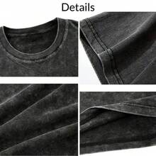 Camiseta unisex manga corta con estampado, cuello redondo, 100% algodón puro, tela suave y transpirable, estilo casual ideal para primavera y verano, ropa de uso diario cómoda - Negro - Ver 2