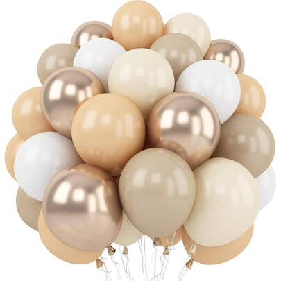 30/50pcs White Sand Balloons Set, 10 Inch Beige Boho Balloons With Gold Chrome, Champagne, Nude, Cream Neutral Balloons For Bridal Shower, Baby Shower, Birthday, Wedding, Anniversary Decor