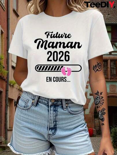Camiseta de Anuncio de Embarazo Future Mama 2026 para Hombres y Mujeres - Camiseta de Maternidad Suave y Elástica para Mamás Emocionadas, Atuendos Casuales para el Día a Día y Anuncios - Regalo de Mamá Futura Lavable a Máquina
