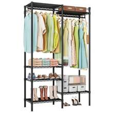 Clothes Rack Clothing Rack With 6 Shelves Heavy Duty Garment Rack With Adjustable Shelves And Hanging Rods - As Pic - View 1