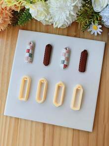 4Pcs DIY Plastic Bookmark Polymer Clay Cutters Set, Creative Clay Earring Cutter, Christmas Polymer Clay Mold, Crafting DIY Bookmarks, For Jewelry Making, Earrings, Pendants, Keychains - Orange - View 3