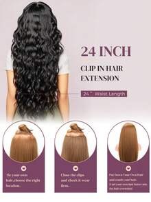  24inch 6PCS/Set Clip In Hair Extensions Synthetic Long Curly Wavy Hairpiece Black Brown Blonde Highlights Hair Extensions Natural Thick Deep Wave Hairpieces For Women - Multicolor - View 7