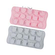 Hot-Selling 15-Linked Cartoon Pig Silicone Ice Tray Ice Film Homemade Ice Cream Ice Cube Chocolate Mold For Home Use, Film Mold - Màu xanh lam - Xem 6