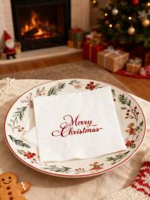 20张/套，5张5英寸一次性印花餐巾纸，烫金印花餐垫，鸡尾酒餐垫，适用于节日派对、家庭聚会、婚宴、生日派对等场合 - 彩色 - 查看 3