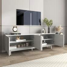 Modern White TV Unit Measuring 175 X 38 X 56 Cm, Adjustable Shelves, Low And Lightweight TV Unit In A Luxurious Style. - White - View 3