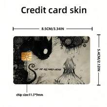 Mysterious Black Cat & Girl Design Debit/Credit Card, Key Card, Skin Sticker, Card Holder, EBT Card Skin, Debit Card Protector, Card Accessories, Girl Illustration, Mystical Artwork, Smooth Application, Sticker, EBT Card Users, Public Transportation Commuters - Multicolor - View 6